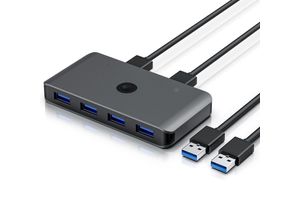 4061474125930 - Primewire USB 32 Gen1 KVM Switch Umschalter - 4 Port Eingang - 2 Port Ausgang für 2 PCs - 5 Gbit s - inkl 2x USB Kabel - für Drucker Scanner