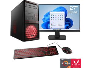 4061474162836 - F (A bis G) CSL Gaming-PC-Komplettsystem Sprint V28155 Computer-Komplettsysteme Gr 16 GB RAM 1000 GB SSD rot PC Sets