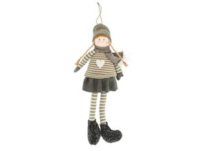 4061562157218 - Mädchen-Figur aus Filz Strick grau-weiß Größe 40 cm