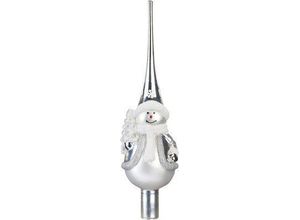 4061752081781 - Christbaumspitze MAGIC BY INGE Frosty Silver Weihnachtsdeko Christbaumschmuck Weihnachtsbaumschmuck silberfarben Weihnachtsbaumschmuck Schneemann mit Baum