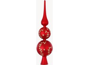 4061752122279 - Christbaumspitze MAGIC BY INGE Merry Red Weihnachtsdeko rot Christbaumschmuck Weihnachtsbaumschmuck rot Weihnachtsbaumschmuck hochwertiger Echtglas-Weihnachtsschmuck Höhe ca 31 cm