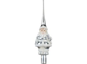 4061752122330 - Christbaumspitze MAGIC BY INGE Frosty Silver Weihnachtsdeko Christbaumschmuck Weihnachtsbaumschmuck silberfarben Weihnachtsbaumschmuck hochwertiger Echtglas-Weihnachtsschmuck Höhe ca 28 cm