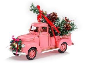 4061752122842 - Weihnachtsfigur CHRISTMAS GOODS BY INGE Pick-up Oldtimer Weihnachtsdeko Dekofiguren Gr B H 115 cm x 21 cm rosa (rosa bunt) Weihnachtsengel Weihnachtsfiguren mit üppiger Weihnachtsdeko