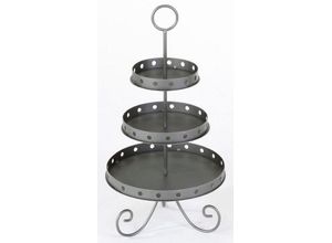 4061752180446 - Etagere CHRISTMAS GOODS BY INGE Weihnachtsdeko mit 3 Etagen Höhe 55 cm Servierplatten Gr Ø 295 cm grau (anthrazit) Weitere Weihnachtsdeko Dekoetagere aus Metall