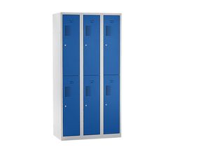 4061753003720 - eurokraft basic Garderobenschrank halbhohe Fächer halbhohe Fächer B 900 mm 6 Fächer lichtgrau   enzianblau