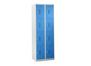 4061753003973 - eurokraft basic AMSTERDAM Schließfachschrank 2 Abteile BxH 600 x 1800 mm 8 Fächer Drehriegel für Vorhängeschloss lichtgrau lichtblau