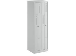 4061753004093 - eurokraft basic AMSTERDAM Z-Garderobenschrank Breite 590 mm 2 Abteile 4 Türen Türfarbe Lichtgrau Korpus lichtgrau