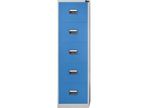 4061753005878 - eurokraft basic Hängeregistraturschrank 1-bahnig 5 Schübe lichtgrau   lichtblau