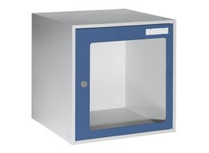 4061753006622 - eurokraft basic Schließfachwürfel mit Sichtfenster HxBxT 450 x 450 x 450 mm Türrahmen enzianblau RAL 5010