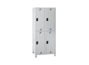 4061753011077 - eurokraft pro Garderobenschrank mit halbhohen Fächern HxBxT 1800 x 800 x 500 mm 4 Abteile komplett lichtgrau