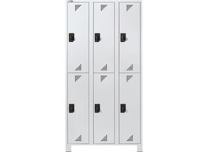 4061753011107 - eurokraft pro Garderobenschrank mit halbhohen Fächern HxBxT 1800 x 900 x 500 mm 6 Abteile komplett lichtgrau