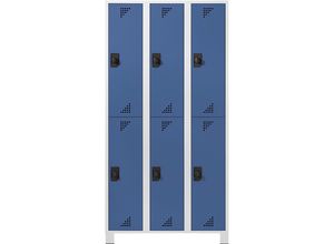 4061753011121 - eurokraft pro Garderobenschrank mit halbhohen Fächern HxBxT 1800 x 900 x 500 mm 6 Abteile Korpus lichtgrau Türen brillantblau