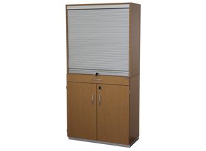 4061753011763 - eurokraft pro Sortierschrank mit Rollladen und Unterbauschrank HxBxT 1864 x 913 x 440 mm 18 Fächer Buche-Dekor