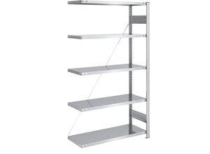 4061753024084 - eurokraft pro Lager-Steckregal verzinkt Bauart leicht Regalhöhe 2000 mm Anbauregal Breite x Tiefe 1000 x 500 mm