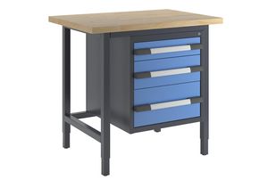 4061753032041 - eurokraft pro Höhenverstellbare Werkbank Gestellbauweise 3 Schubladen Breite 1000 mm anthrazit   blau