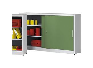 4061753034380 - eurokraft pro Schiebetürschrank Höhe 1200 mm mit Mitteltrennwand und 2 x 2 Fachböden HxB 1200 x 2000 mm Tiefe 420 mm Türen lichtblau RAL 5012 4061753034380 - eurokraft pro Schiebetürschrank Höhe 1200 mm mit Mitteltrennwand und 2 x 2 Fachböden HxB 1200 x 2000 mm Tiefe 420 mm Türen lichtblau RAL 5012