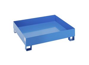 4061753035394 - eurokraft basic Stahl-Auffangwanne für 200-l-Fässer LxBxH 1200 x 1200 x 285 mm ohne Zulassung blau pulverbeschichtet ohne Gitterrost