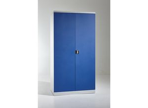 4061753071668 - eurokraft pro Vertikalauszugschrank mit Trennwand 2 Auszüge lichtgrau   enzianblau