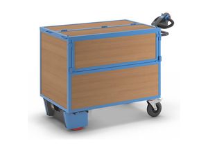 4061753237309 - eurokraft pro Kastenwagen mit Elektroantrieb Wände aus MDF-Platten mit Deckel LxBxH 1630 x 830 x 1200 mm