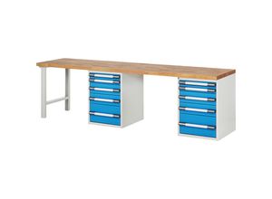 4061753257406 - eurokraft pro Werkbank Baukastensystem Serie 7000 10 Schubladen extrabreit BxT 3000 x 700 mm