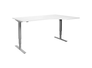 4061753259332 - Eckschreibtisch Atlanta elektrisch höhenverstellbar rechts BxT 1800 x 1200 mm weiß silber