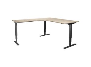 4061753259479 - Schreibtisch Atlanta elektrisch höhenverstellbar L-Form BxT 1800 x 2000 mm Eiche schwarz links kaiserkraft