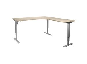 4061753259660 - Schreibtisch Atlanta elektrisch höhenverstellbar L-Form BxT 1800 x 2000 mm Eiche silber rechts kaiserkraft