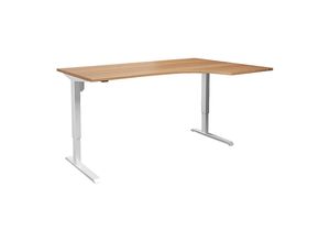 4061753260062 - eurokraft basic Eckschreibtisch Venla elektrisch höhenverstellbar rechts BxT 1800 x 1200 mm Buche weiß