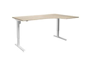 4061753260086 - eurokraft basic Eckschreibtisch Venla elektrisch höhenverstellbar rechts BxT 1800 x 1200 mm Eiche weiß