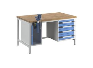 4061753261014 - eurokraft pro Werkbank Gestellbauweise Serie 8000 4 Schubladen 2 x 120 2 x 150 mm 1 Schrank BxT 1500 x 900 mm