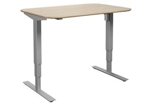 4061753261236 - Schreibtisch Atlanta Trend elektrisch höhenverstellbar gerade abgerundete Ecken BxT 1200 x 800 mm Eiche silber