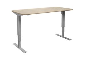 4061753261359 - Schreibtisch Atlanta Trend elektrisch höhenverstellbar gerade abgerundete Ecken BxT 1400 x 800 mm Eiche silber