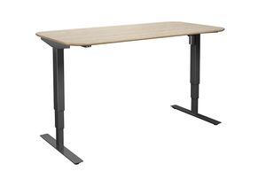 4061753261366 - Schreibtisch Atlanta Trend elektrisch höhenverstellbar gerade abgerundete Ecken BxT 1400 x 800 mm Eiche schwarz