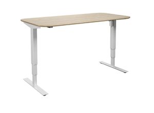 4061753261373 - Schreibtisch Atlanta Trend elektrisch höhenverstellbar gerade abgerundete Ecken BxT 1400 x 800 mm Eiche weiß