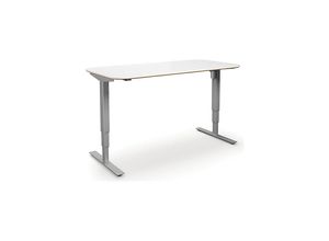 4061753261380 - Schreibtisch Atlanta Trend elektrisch höhenverstellbar gerade abgerundete Ecken BxT 1400 x 800 mm weiß silber