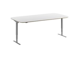 4061753261502 - Schreibtisch Atlanta Trend elektrisch höhenverstellbar gerade abgerundete Ecken BxT 1600 x 800 mm weiß silber