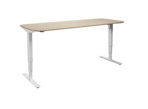 4061753261618 - Schreibtisch Atlanta Trend elektrisch höhenverstellbar gerade abgerundete Ecken BxT 1800 x 800 mm Eiche weiß