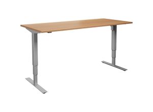 4061753266095 - Schreibtisch Atlanta elektrisch höhenverstellbar gerade BxT 1800 x 800 mm Buche silber