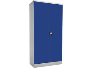 4061753274892 - eurokraft basic Stahlschrank Nilas mit 4 Fachböden HxBxT 1830 x 915 x 421 mm lichtgrau   enzianblau