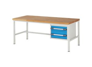 4061753278722 - eurokraft pro Werkbank Gestellbauweise Serie 8000 2 Schubladen 1 x 150 mm 1 x 210 mm BxT 2000 x 900 mm