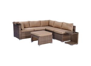 4061777037367 - Sonneninsel Lounge Insel Gartenmöbel Sitzgruppe Poly Rattan Garten Liege Brast