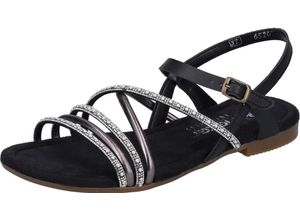 4061811432622 - rieker Riemchensandalen Lederoptik Strass für Damen schwarz 39