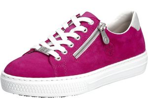 4061811830510 - rieker Sneaker Veloursleder Reißverschluss für Damen pink 37