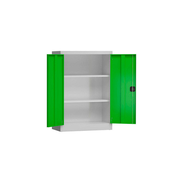 4061815503076 - Stahlschrank ClassiX X-530325 lichtgrau gelbgrün 920 x 420 x 1200 cm aufgebaut  4061815503076 LÜLLMANN