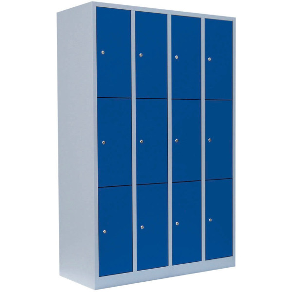 4061815517721 - Schließfachschrank 520341 Metall 4 Abteile mit 12 Fächern abschließbar 117x180cm (BxH) blau 4061815517721 520341