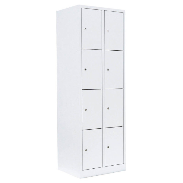 4061815517950 - Schließfachschrank 520427 Metall 2 Abteile mit 8 Fächern abschließbar 60x180cm (BxH) weiß 4061815517950 LÜLLMANN