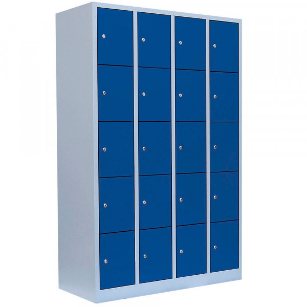 4061815518599 - Schließfachschrank 520541 Metall 4 Abteile mit 20 Fächern abschließbar 117x180cm (BxH) blau 4061815518599 LÜLLMANN