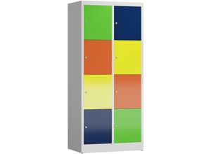 4061815519459 - - Schließfachschrank Fächerschrank 8 Fächer 1800 x 800 x500mm Spind lichtgrau bunt - bunt