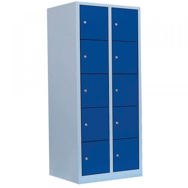 4061815519855 - Schließfachschrank 523521 Metall 2 Abteile mit 10 Fächern abschließbar 80x180cm (BxH) blau 4061815519855 LÜLLMANN