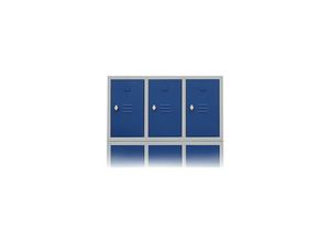 4061815520509 - Lüllmann ® - Metall Aufsatzschrank mit 3 Fächern 500 x 1185 x 500 mm grau blau